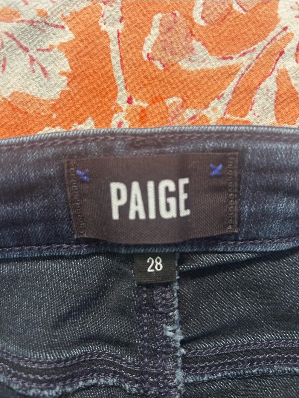 PAIGE Straight Leg Jeans in Dark Blue - Picture 4 of 6